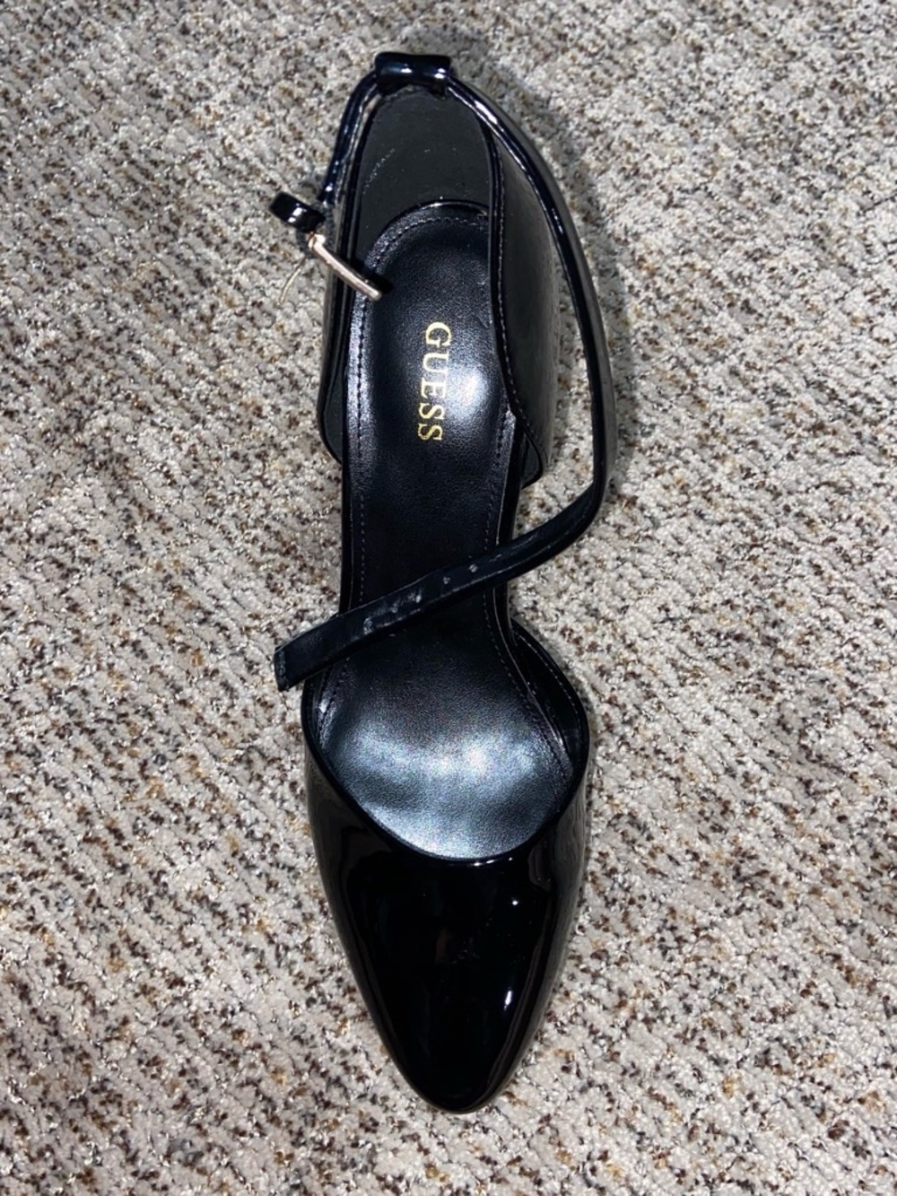Guess Black Patent Platform Ankle-Strap Stiletto Heels - Picture 3 of 7